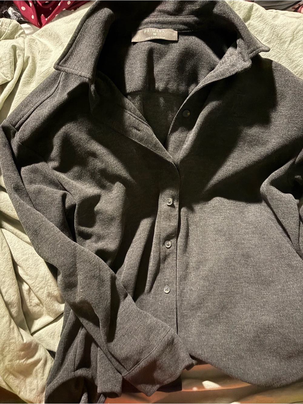 Primark Charcoal Grey Knit Button-Front Top